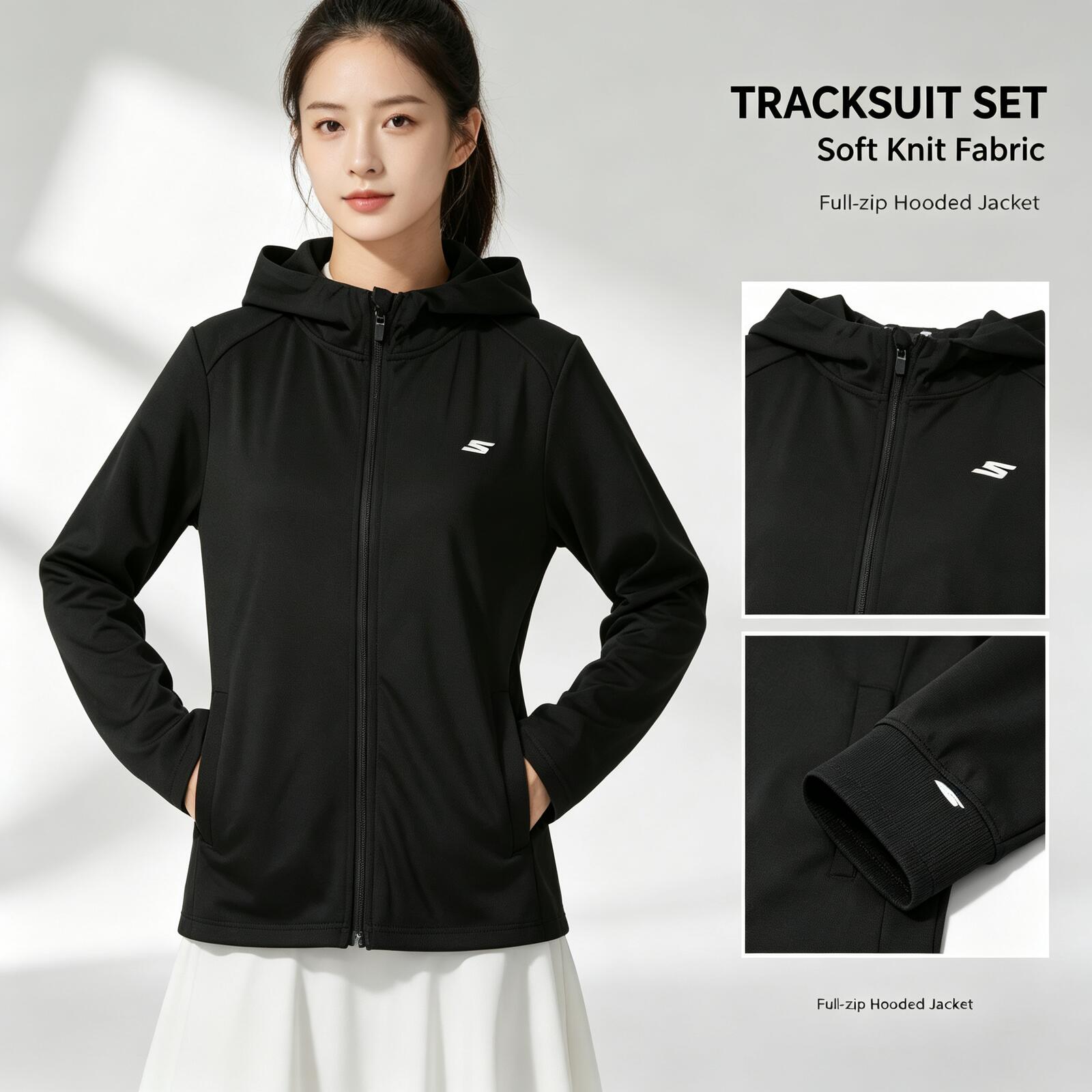 Outdoor Sport Coat - SKECHERS Women Lightweight Knit Hoodie Jacket