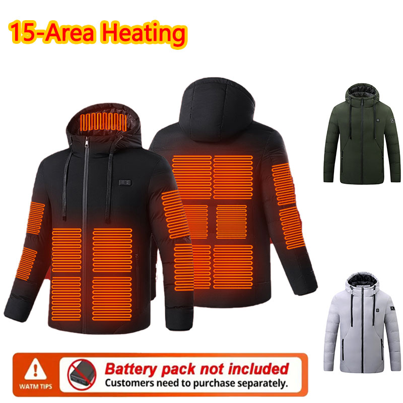 15 Area Heated Winter Hooded J - Outdoor Sport Coat recension och pris