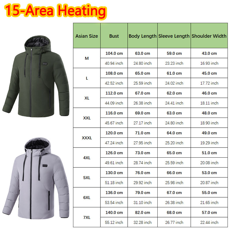 15 Area Heated Winter Hooded J - Outdoor Sport Coat recension och pris